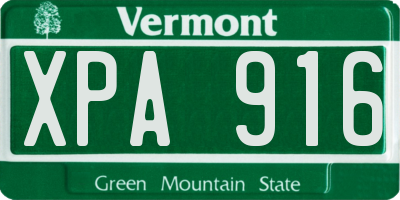 VT license plate XPA916