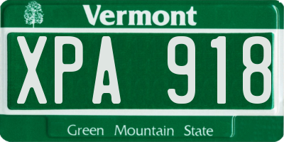 VT license plate XPA918