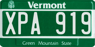 VT license plate XPA919