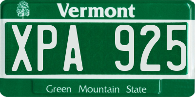 VT license plate XPA925