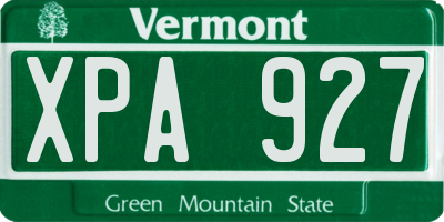 VT license plate XPA927