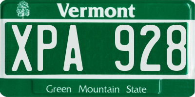 VT license plate XPA928