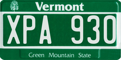 VT license plate XPA930
