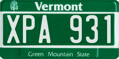 VT license plate XPA931