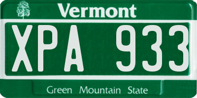 VT license plate XPA933