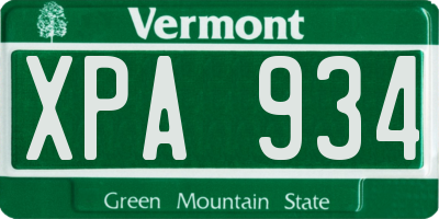 VT license plate XPA934