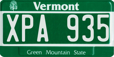VT license plate XPA935