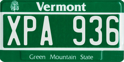 VT license plate XPA936