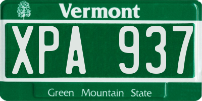 VT license plate XPA937