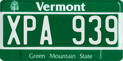 VT license plate XPA939