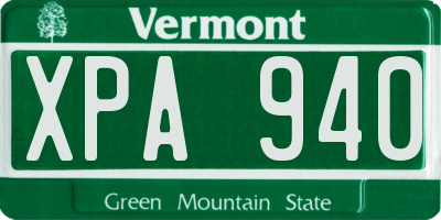 VT license plate XPA940