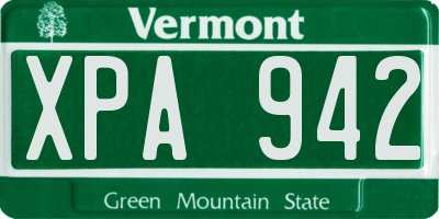 VT license plate XPA942