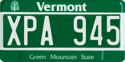 VT license plate XPA945