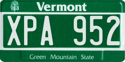 VT license plate XPA952