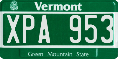 VT license plate XPA953