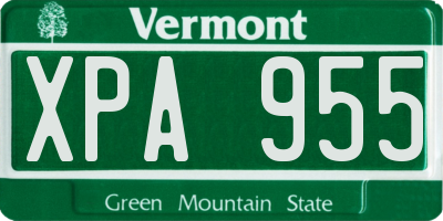 VT license plate XPA955