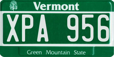 VT license plate XPA956