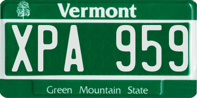VT license plate XPA959