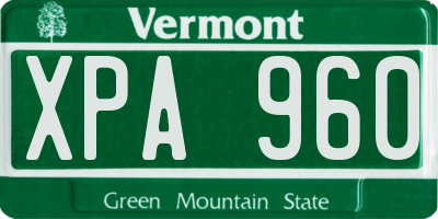 VT license plate XPA960