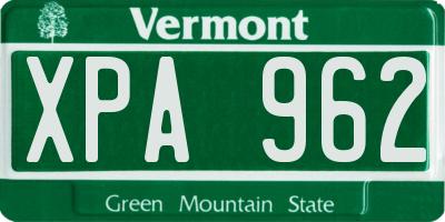 VT license plate XPA962