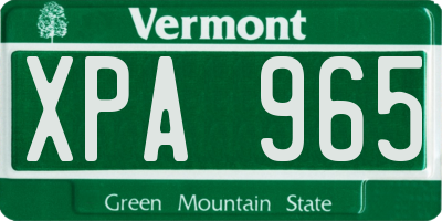 VT license plate XPA965