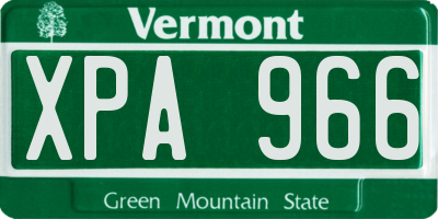 VT license plate XPA966