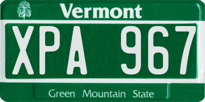 VT license plate XPA967