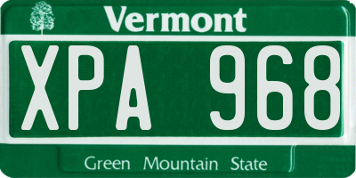 VT license plate XPA968