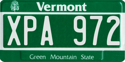 VT license plate XPA972