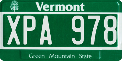 VT license plate XPA978