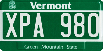 VT license plate XPA980