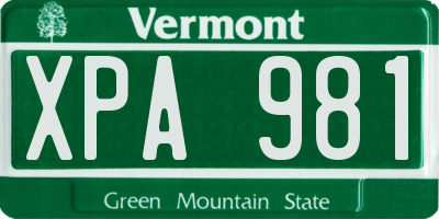VT license plate XPA981