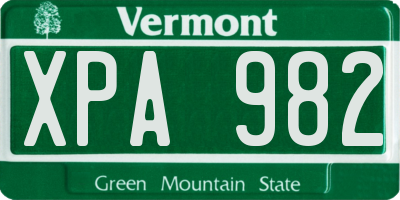 VT license plate XPA982