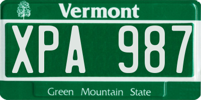 VT license plate XPA987