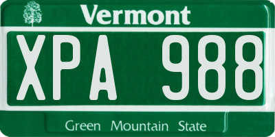 VT license plate XPA988