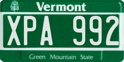 VT license plate XPA992