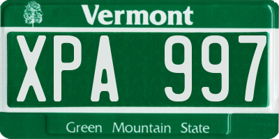 VT license plate XPA997