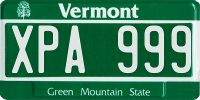 VT license plate XPA999