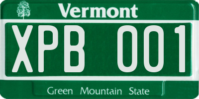 VT license plate XPB001