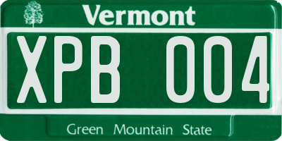 VT license plate XPB004
