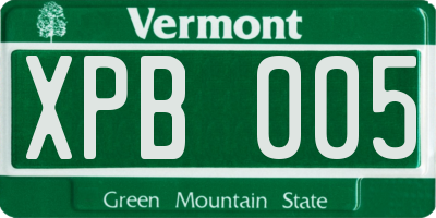 VT license plate XPB005