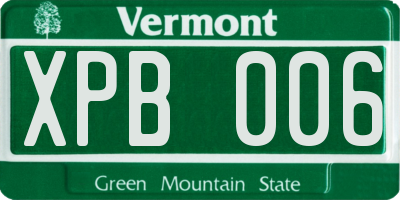 VT license plate XPB006