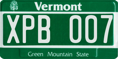 VT license plate XPB007
