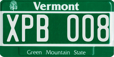 VT license plate XPB008