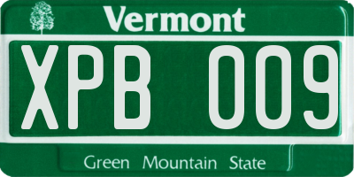 VT license plate XPB009