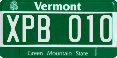 VT license plate XPB010