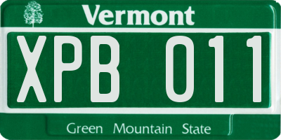 VT license plate XPB011