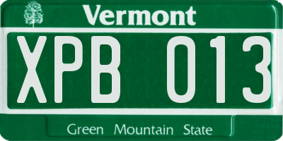 VT license plate XPB013