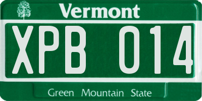 VT license plate XPB014