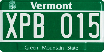 VT license plate XPB015